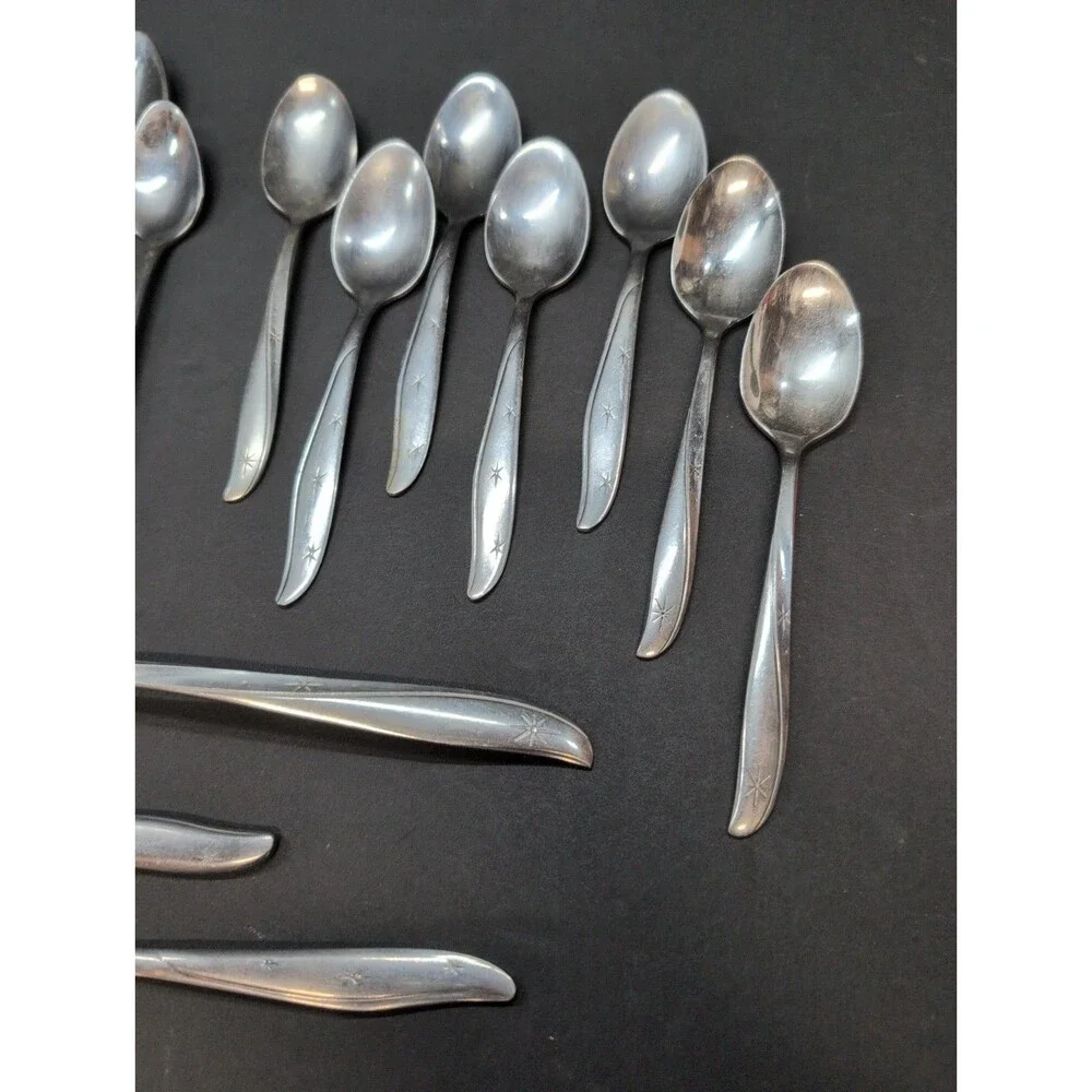 21 Piece Lot Mar Crest  Stainless Flatware Silverware Atomic MCM USA